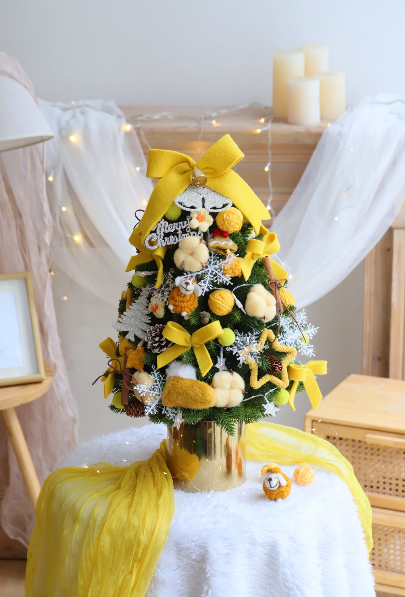 YELLOW ARTIFICIAL CHRISTMAS TREE