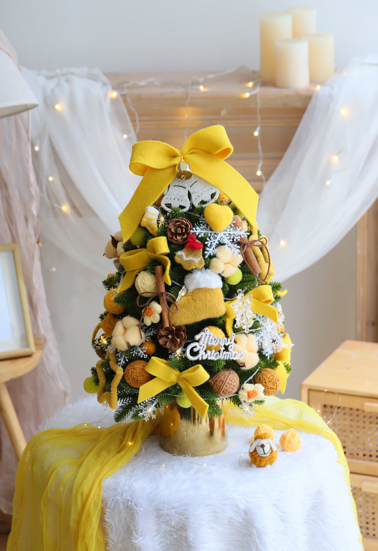 YELLOW ARTIFICIAL CHRISTMAS TREE